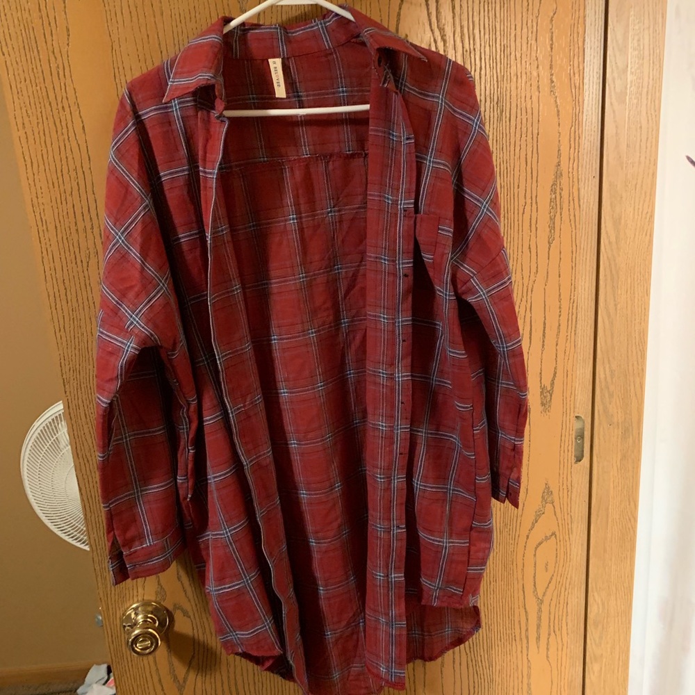 Oversized flannel cardigan